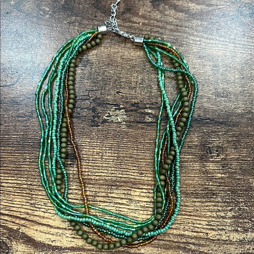 Green and Brown Beaded Necklace
